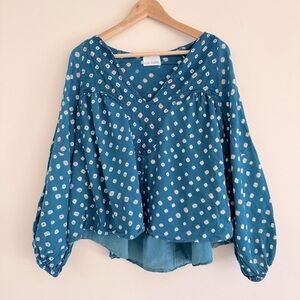 V. DE. VINSTER Tess‎ Ikat Cotton Gauze Top Blue M